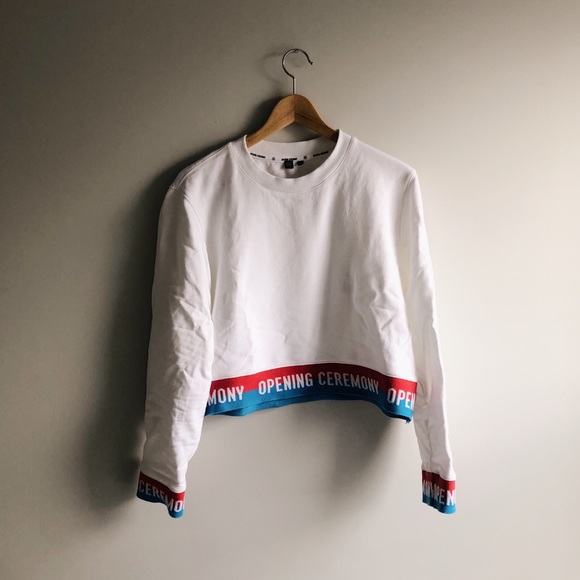 Opening Ceremony Tops - OPENING CEREMONY / Elastic Logo Crop Sweatshirt